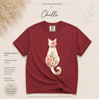 Load image into Gallery viewer, Petals &amp; Attitude floral cat garment-dyed tee styled as a casual outfit
