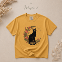 Load image into Gallery viewer, Midnight Rose Cat celestial moon and roses Comfort Colors tee - product photo 7
