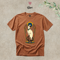 Load image into Gallery viewer, Yam burnt orange Comfort Colors tee with the gilded Art Deco Siamese cat graphic

