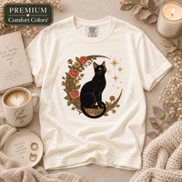 Load image into Gallery viewer, Midnight Rose Cat - Premium Tee in Comfort Colors
