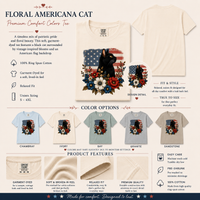 Load image into Gallery viewer, Floral Americana Cat Premium Tee in Comfort Colors