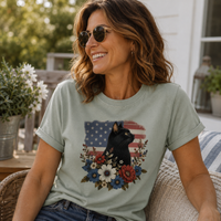Load image into Gallery viewer, Floral Americana Cat Premium Tee in Comfort Colors
