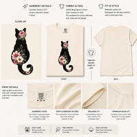 Load image into Gallery viewer, Petals &amp; Attitude - Floral Cat Silhouette Premium Tee in Comfort Colors®
