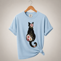 Load image into Gallery viewer, Petals &amp; Attitude - Floral Cat Silhouette Premium Tee in Comfort Colors®