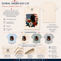 Load image into Gallery viewer, Floral Americana Cat - Premium Tee in Comfort Colors - product photo 2
