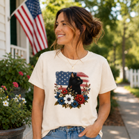Load image into Gallery viewer, Floral Americana Cat - Premium Tee in Comfort Colors - product photo 3
